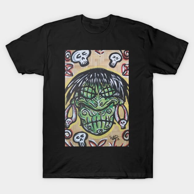 shrunken head trophy head T-Shirt by Voodoobrew